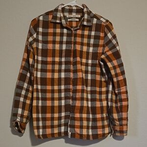 Madewell Plaid Flannel Shirt - Brown and Orange